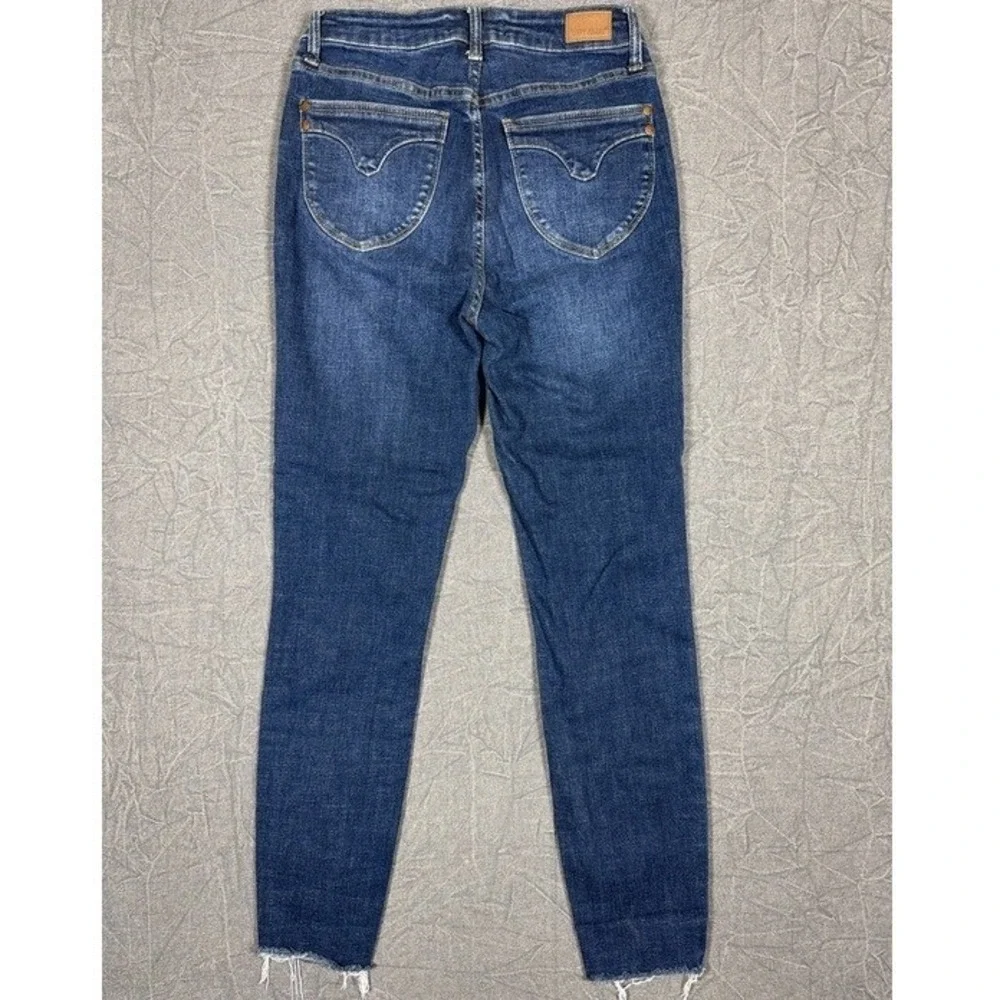 Judy Blue High Rise Skinny Jeans Dark Wash Raw Hem JB88527 DK-CO Women Size 5/27 - Picture 4 of 10